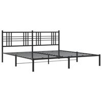 Bedframe met hoofdbord metaal zwart 193x203 cm - thumbnail