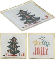 Bord kerst glas 10x10cm everlands kunstkerstboom/tekst - thumbnail