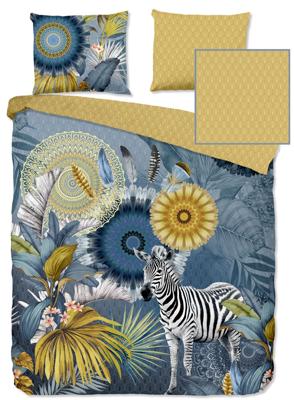 HIP Dekbedovertrek "mandala&apos;s, bladeren en een zebra" - Blauw - (200x200/220 cm) - Katoen Satijn