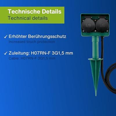 REV 0595009555 Buitenstopcontact 4-voudig Zwart, Groen Met grondspies - thumbnail