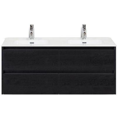 Dante Badmeubelset 120 cm - 4 Laden Black Oak - Keramische Wastafel Wit Cover