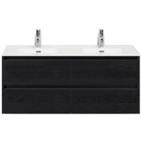Dante Badmeubelset 120 cm - 4 Laden Black Oak - Keramische Wastafel Wit Cover - thumbnail