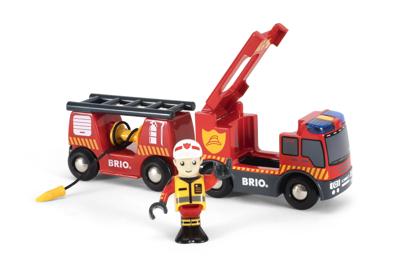 BRIO World - 33811 - Geluid en licht van de brandweerwagen - houten speelgoed