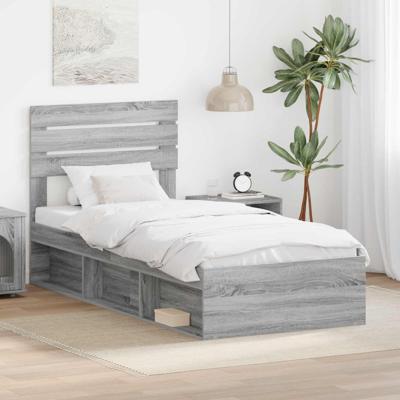 Bedframe Grijs Sonoma 90 x 190 cm Massief grenenhout
