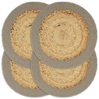 VidaXL Placemats 4 st 38 cm jute en katoen natuurlijk en grijs - thumbnail