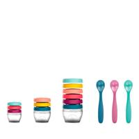 Set van 12 hermetisch afgesloten bakjes + 3 soepele lepels BABYMOOV Babydols Multi Set meerdere kleuren - thumbnail