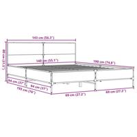 Bedframe LED bewerkt hout metaal zwart 140x190 cm - thumbnail