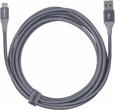 Amazon Basics USB 2.0 USB-A naar Micro USB-kabel, met dubbelgevlochten nylon, 3 m, tablet, donkergrijs