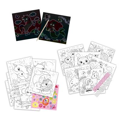 Tekeningen om te schilderen SES Creative Activity Colouring Book Stickerset Schrift 3 in 1