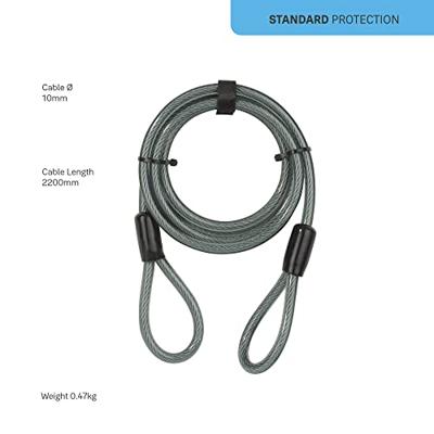 Cavo a spirale antifurto YALE con 2 anelli - Per bici, MTB - 220 cm x 12 mm