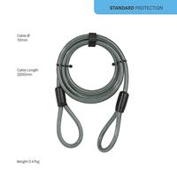 Cavo a spirale antifurto YALE con 2 anelli - Per bici, MTB - 220 cm x 12 mm - thumbnail