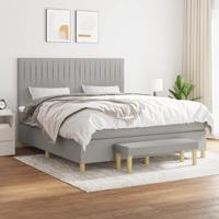 Boxspring met matras stof lichtgrijs 180x200 cm - thumbnail