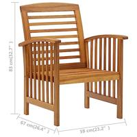 Tuinstoelen 2 st massief acaciahout - thumbnail
