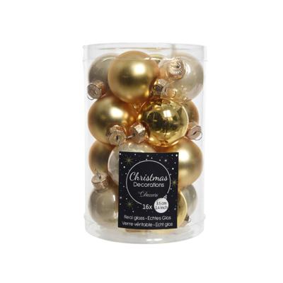 Kerstbal glas d3.5c parel/goud 16st kerst Decoris - Decoris