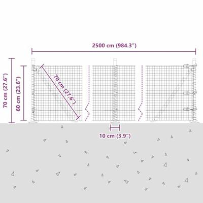 VidaXL Afrasteringspaal zilver 25 x 0,6 m (25 x 25 mm gaas) staal VidaXL Afrasteringspaal zilver 25 x 0,6 m (25 x 25 mm gaas) staal