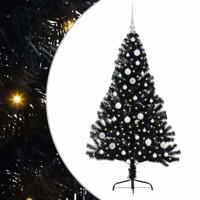 VidaXL Kunstmatig voorverlicht kerstboom met 150 led zwart 150 cm pvc - thumbnail
