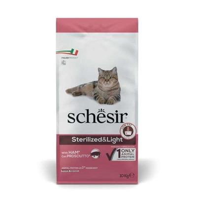 SCHESIR Adult Sterilized & Light with ham - droog kattenvoer - 10kg