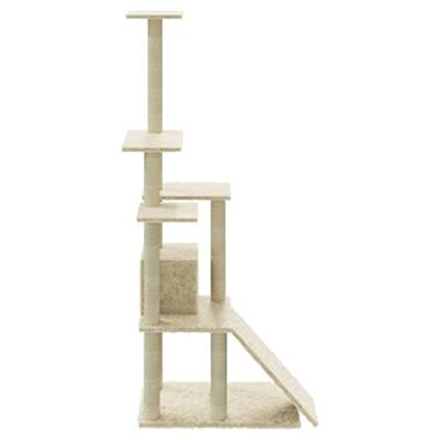 Kattenmeubel met sisal krabpalen 155 cm crmekleurig - thumbnail