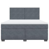 Boxspring met matras fluweel donkergrijs 160x200 cm - thumbnail