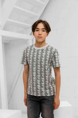 Lacoste Monogram T-Shirt Kids Grijs - Maat 140 - Kleur: Lichtgrijs | Soccerfanshop