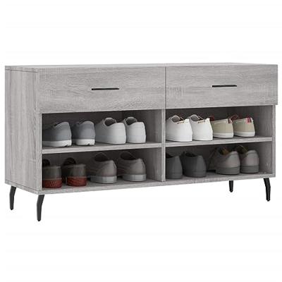VidaXL Schoenenbank 102x35x55 cm bewerkt hout grijs sonoma eikenkleur VidaXL Schoenenbank 102x35x55 cm bewerkt hout grijs sonoma eikenkleur