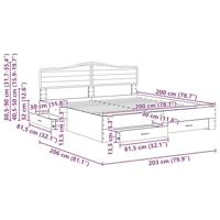 Bedframe met hoofdeinde Zwart 200 x 200 cm Bewerkt hout - thumbnail