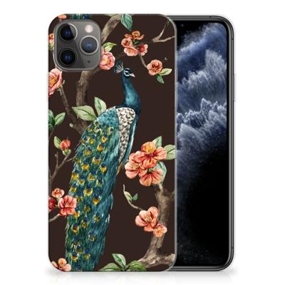 Apple iPhone 11 Pro Max | TPU Hoesje | Pauw met Bloemen Apple iPhone 11 Pro Max | TPU Hoesje | Pauw met Bloemen