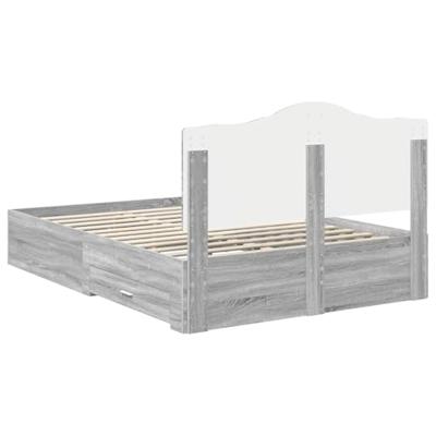 Bedframe met hoofdeinde Grijs Sonoma 140 x 190 cm Bewerkt hout