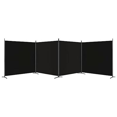 Kamerscherm met 4 panelen 698x180 cm stof zwart