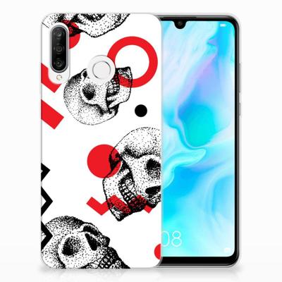 Silicone Back Case Huawei P30 Lite Skull Red Silicone Back Case Huawei P30 Lite Skull Red