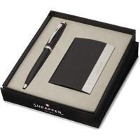 Sheaffer SF-G2933851-3 Balpen 100 M Giftset Glossy Black Lacquer Chrome Plated + Visitekaarthouder - thumbnail