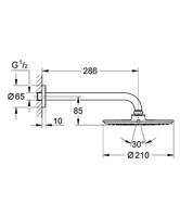 GROHE Rainshower Cosmopolitan 210 Hoofddouche - 21cm - 1 straalsoort - wandarm 28.6cm - chroom 26062000 - thumbnail