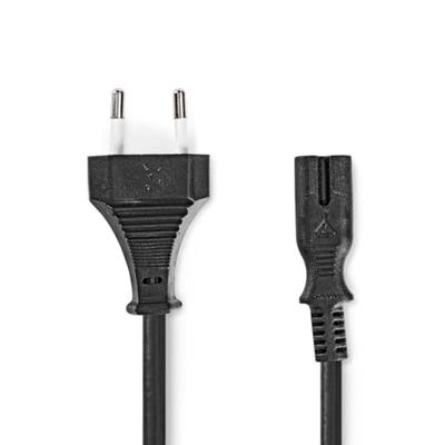 Stroomkabel | Euro Male | IEC-320-C7 | Recht | Recht | Vernikkeld | 2.00 m | Gekruld | PVC | Zwart Stroomkabel | Euro Male | IEC-320-C7 | Recht | Recht | Vernikkeld | 2.00 m | Gekruld | PVC | Zwart
