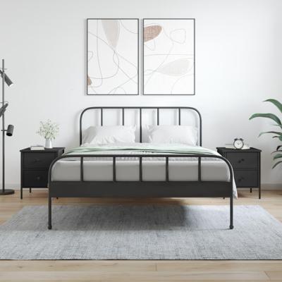 Nachtkastjes 2 st 40x42x50 cm bewerkt hout zwart