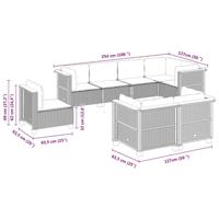 8-delige Loungeset met kussens poly rattan beige - thumbnail