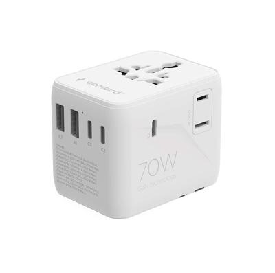 Universele reisstekker met USB lader, 70 W, wit