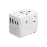 Universele reisstekker met USB lader, 70 W, wit - thumbnail