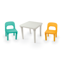 Dolu Kinder Tafel met 2 stoelen Turquoise/Geel - thumbnail
