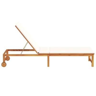 Ligstoel met kussen Bruin 53 x 202 x 89cm Massief acaciahout