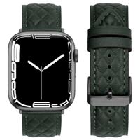 By Qubix - Leren bandje met diamant patroon - Donkergroen - Compatible met Apple Watch 38mm / 40mm / 41mm / 42mm - Compatible Apple watch bandjes - thumbnail