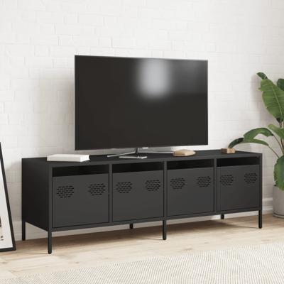 Tv-meubel 202x39x43,5 cm koudgewalst staal zwart