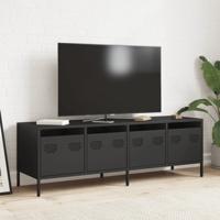 Tv-meubel 202x39x43,5 cm koudgewalst staal zwart - thumbnail