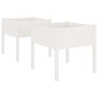 VidaXL Plantenbakken 2 st 70x70x70 cm massief grenenhout wit - thumbnail