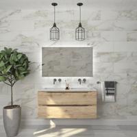 Badkamermeubelset Gliss Design Hera Mat Zwart 120cm 4 Laden Moeras Eiken (Keuze Wastafel) - thumbnail