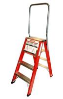 4tecx Trap dubbel oploopbaar aluminium 2 x 4 tredes met beugel - thumbnail