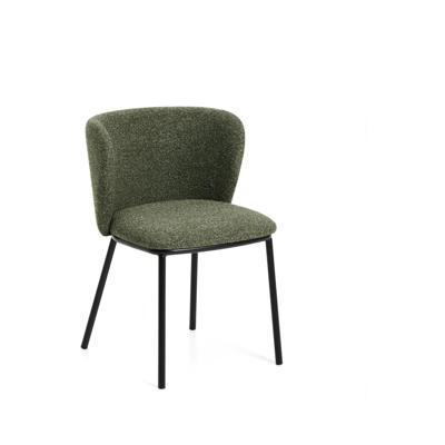 Kave Home Ciselia eetkamerstoel dik chenille Groen poot zwart Kave Home Ciselia eetkamerstoel dik chenille Groen poot zwart