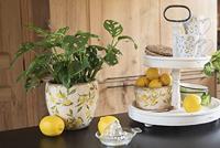 Clayre & Eef Bloempot Ø 23x10 cm Geel Keramiek Citroen Bloempot - thumbnail