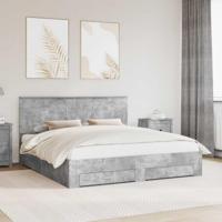 Bedframe met hoofdeinde Beton Grijs 200 x 200 cm Bewerkt hout - thumbnail