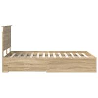 Bedframe met hoofdeinde Sonoma Eiken 135 x 190 cm Bewerkt hout - thumbnail