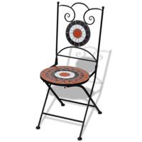 VidaXL Opklapbare stoelen, 2 stuks, keramiek, terracotta en wit - thumbnail